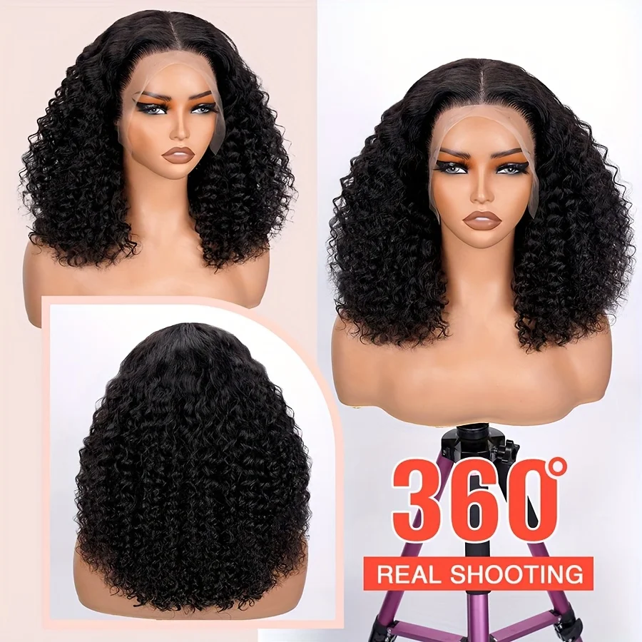 Perruque BOB vague profonde cheveux humains 13x4 HD dentelle avant sans colle courte Angel – Image 2