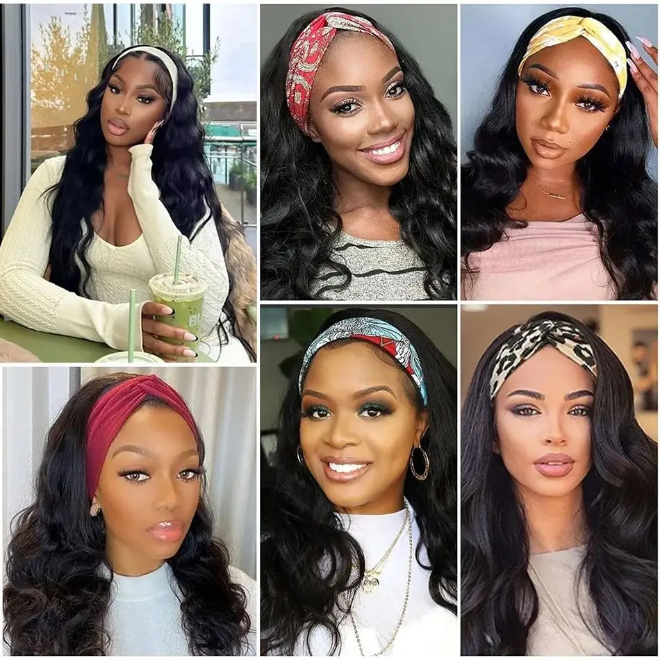 Perruque bandeau en cheveux humains ondulés, 16 pouces, sans colle, brésiliens lisses, ondulations profondes Amélie – Image 6