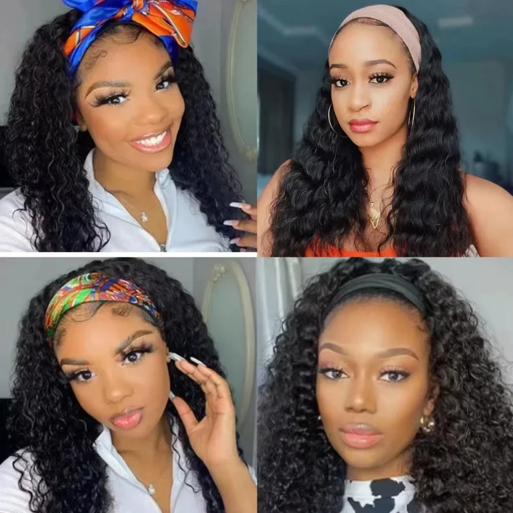 Perruques bandeau bouclées crépues en cheveux humains brésiliens, densité 200%, 20 pouces, sans colle Adélaïde – Image 5