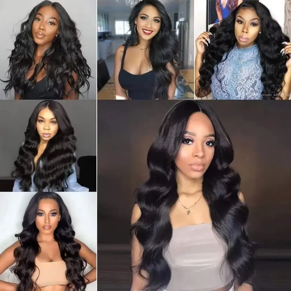 Perruque longue V-Part en Cheveux Humains Ondulés pour Femmes, Densité 220, Noire, Modèle Amélioré, 28-32 Pouces Adèle – Image 2
