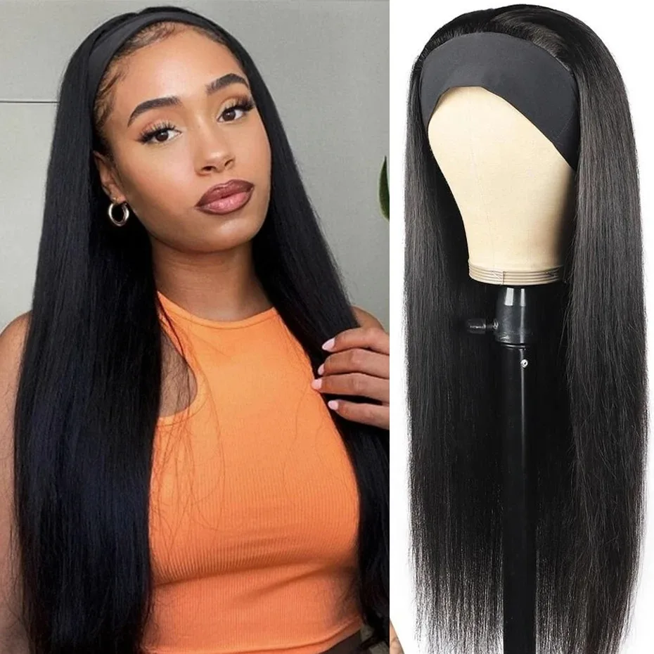 Perruque bandeau lisse brésilienne Aimelyne pour femme, cheveux humains, sans colle, densité 180%, bling hair – Image 7