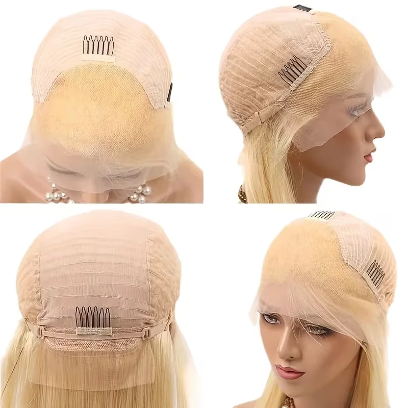 Perruques Courte Blonde 613 Bob de 8 à 14 Pouces en Cheveux Humains avec Dentelle Frontale pour Femmes, Densité 200, Carrie – Image 5