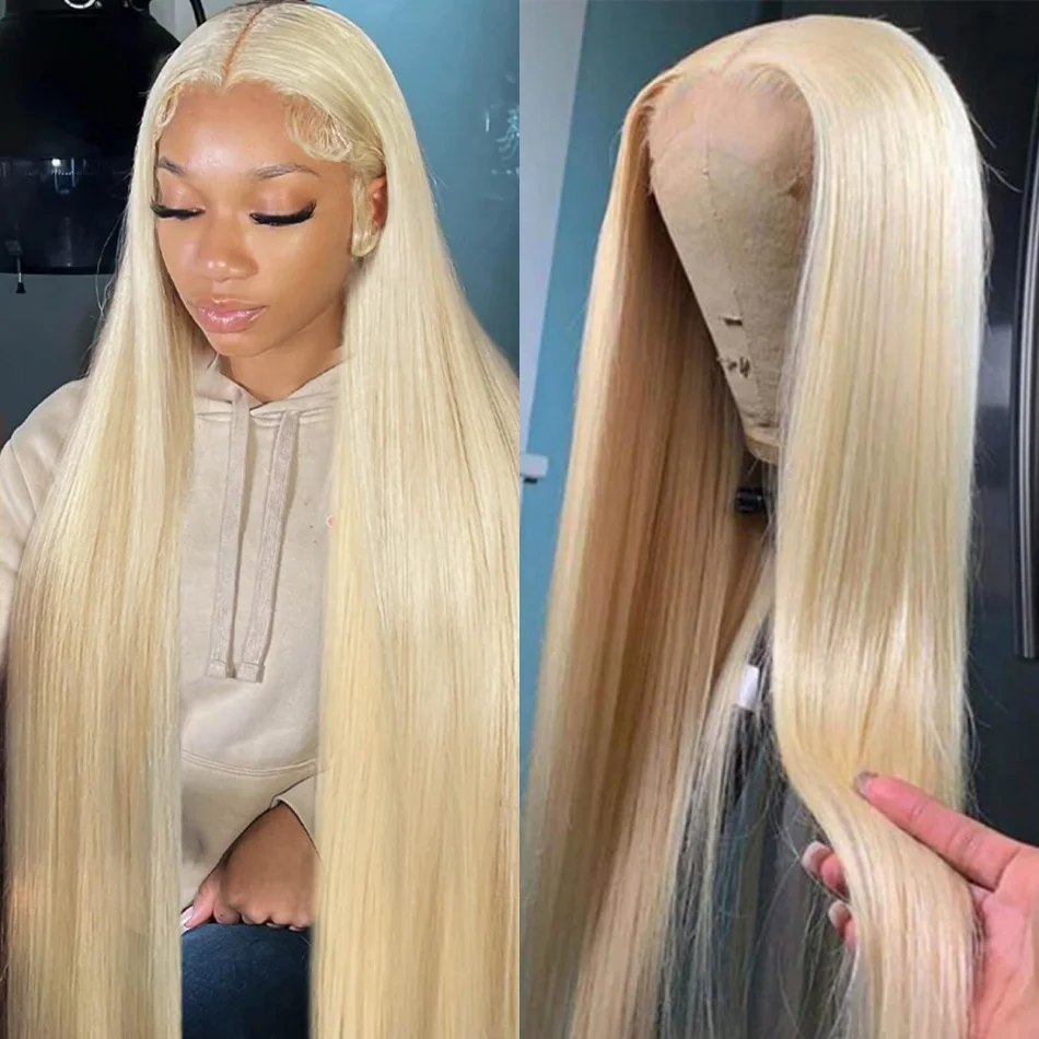Perruque blonde cheveux humains longs et lisses Hd dentelle frontale 13X6 perruque brésilienne femmes 30 40 pouces 230 densité – Image 6