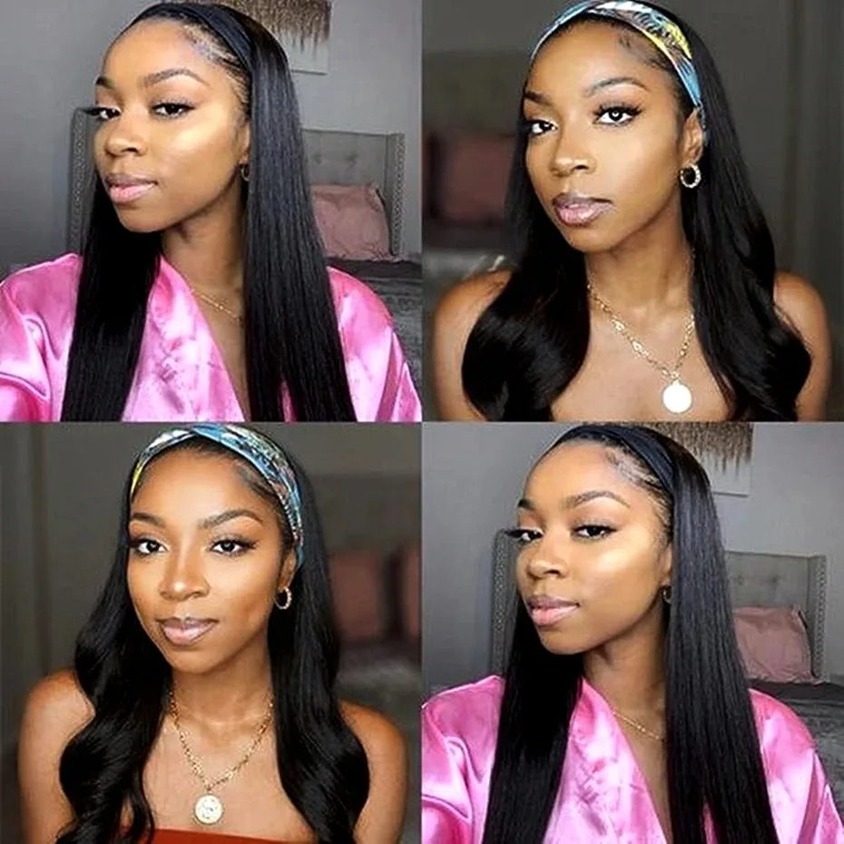 Perruque bandeau lisse brésilienne Aimelyne pour femme, cheveux humains, sans colle, densité 180%, bling hair – Image 9