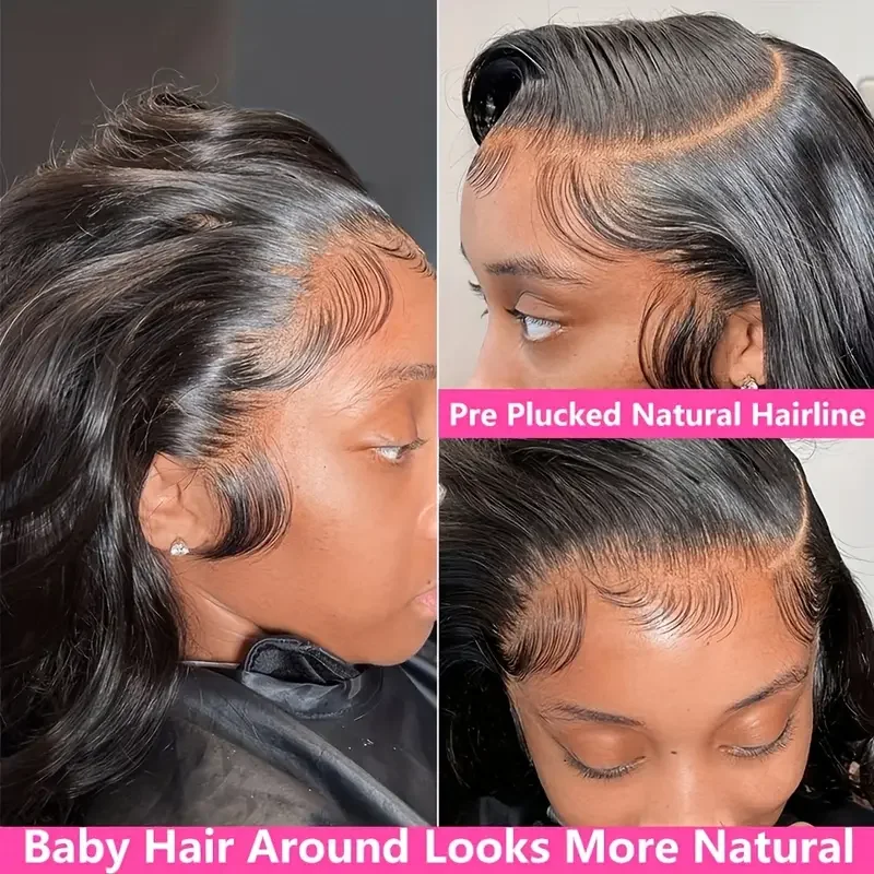 Perruque noire ondulée en cheveux humains 200 densité 13x6 HD femme 30 40 pouces brésilienne – Image 7