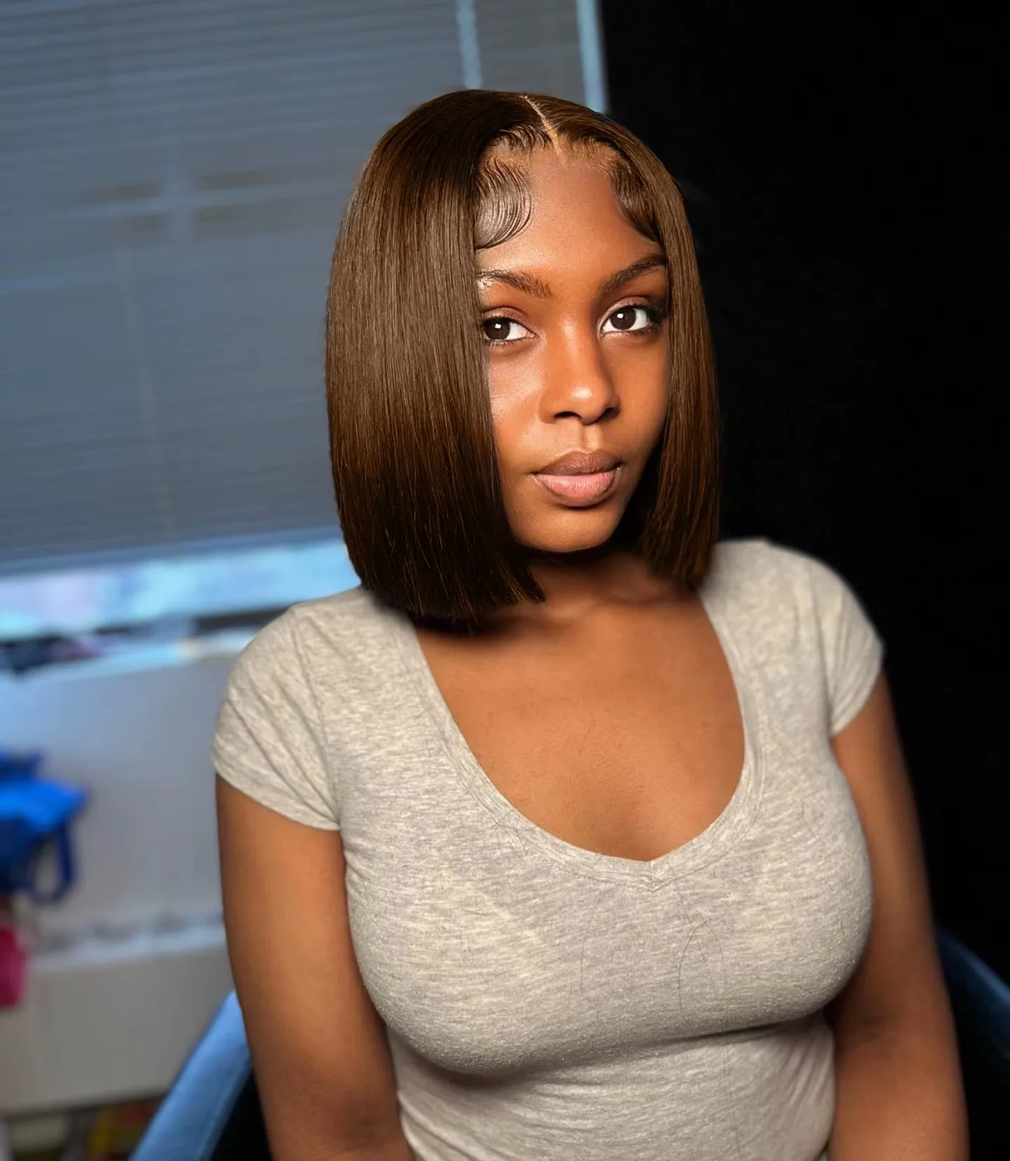 Perruques Bob brésiliennes droites brune 7x5 sans colle 100% cheveux humains # 4 13x4 HD Alyson – Image 8