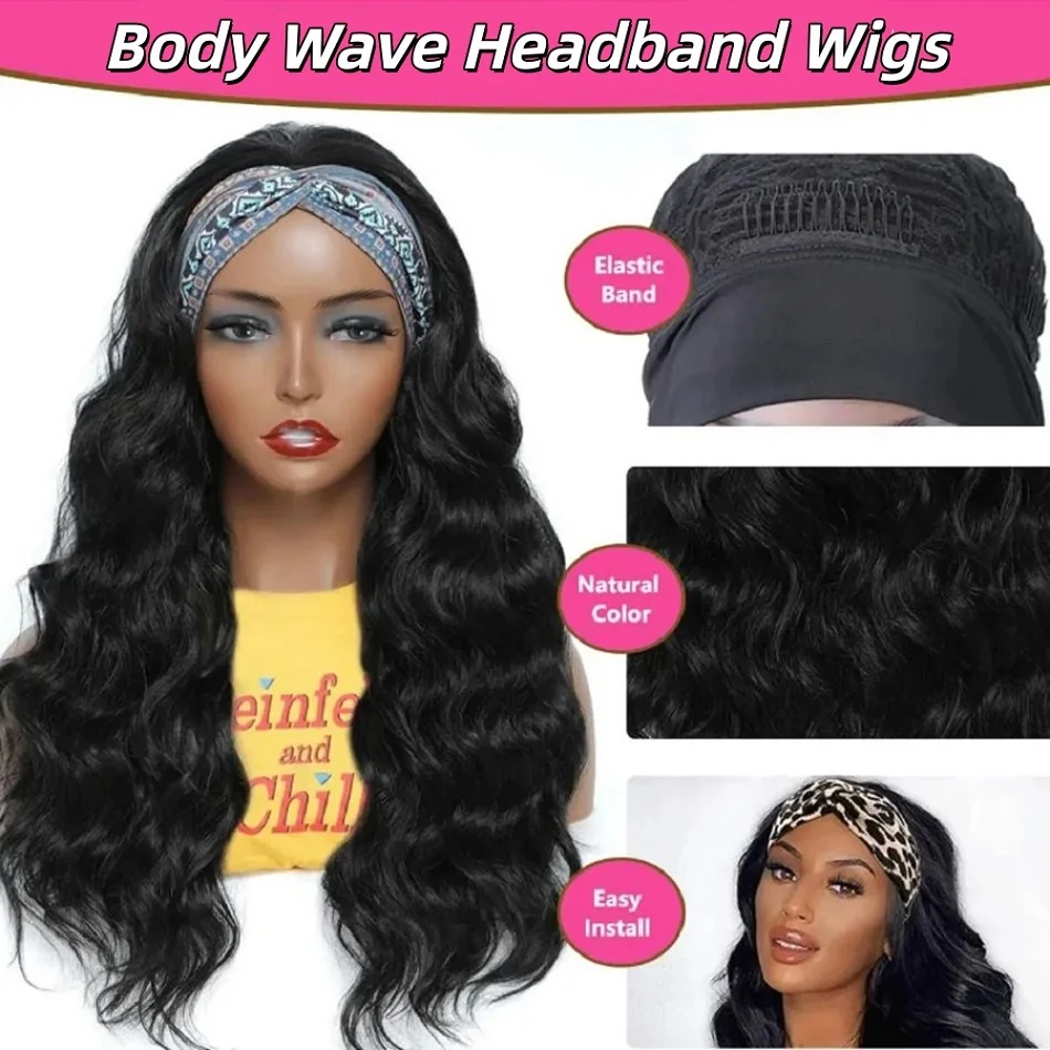 Perruque bandeau en cheveux humains ondulés, 16 pouces, sans colle, brésiliens lisses, ondulations profondes Amélie – Image 3