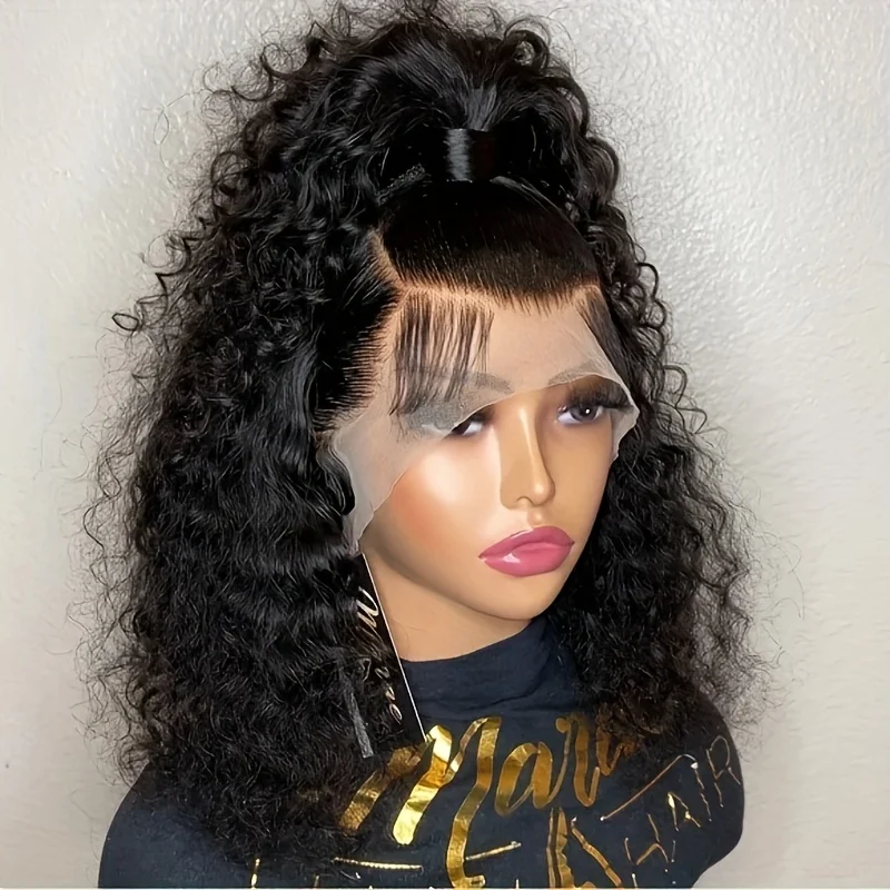 Perruque BOB vague profonde cheveux humains 13x4 HD dentelle avant sans colle courte Angel
