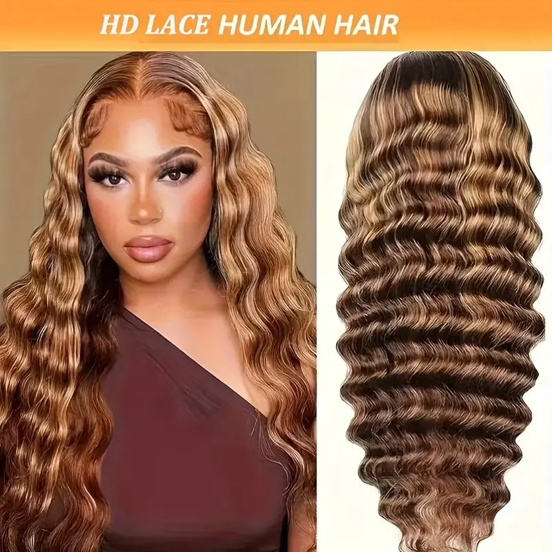 Perruques Lace Front Ombrées en Cheveux Humains pour Femmes, Mèches 4/27, Densité 200, 13x4, Bourgogne 99J Athénaïs – Image 7