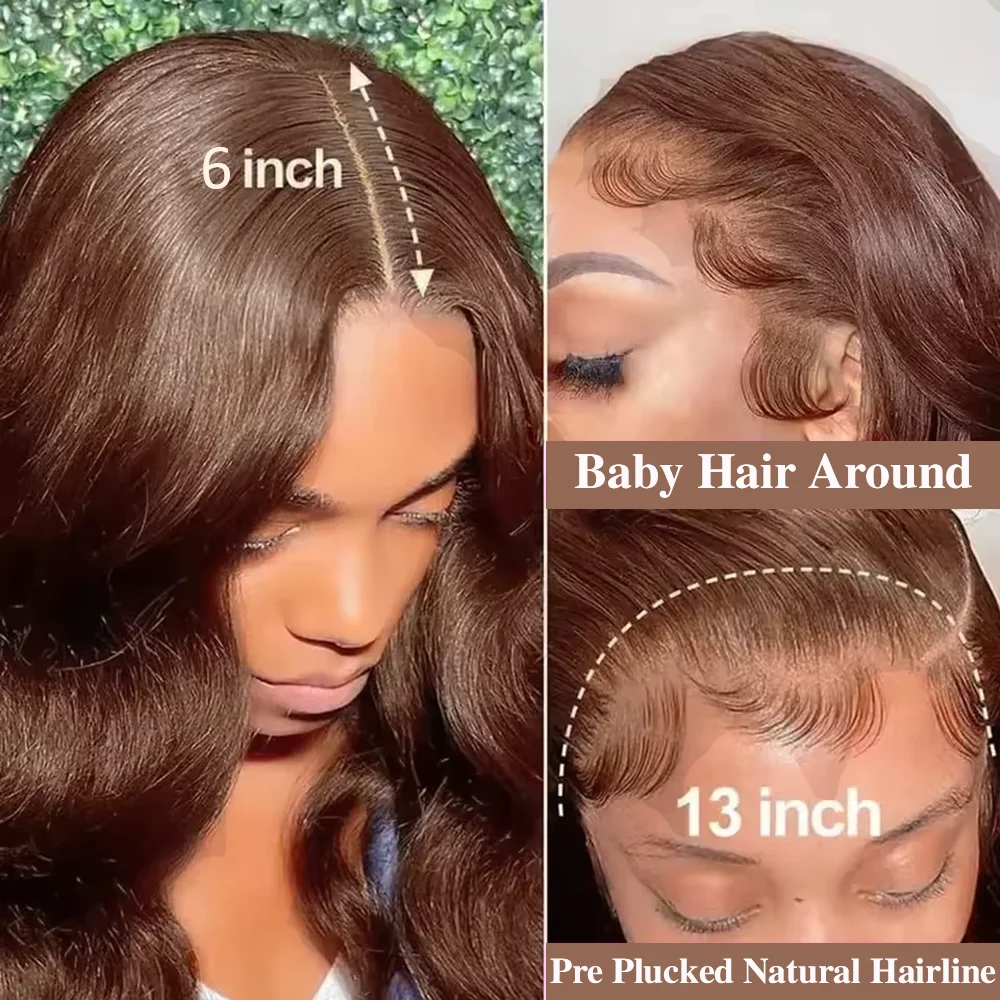 Perruque vaguée brun chocolat 13x6 HD dentelle avant cheveux humains 200 densité HD pour femmes Andréa – Image 2