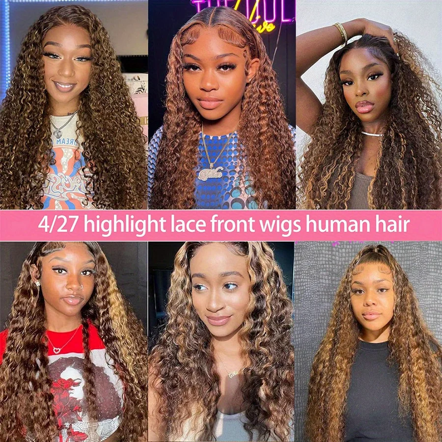 Perruques Lace Front Ombrées en Cheveux Humains pour Femmes, Mèches 4/27, Densité 200, 13x4, Bourgogne 99J Athénaïs – Image 16