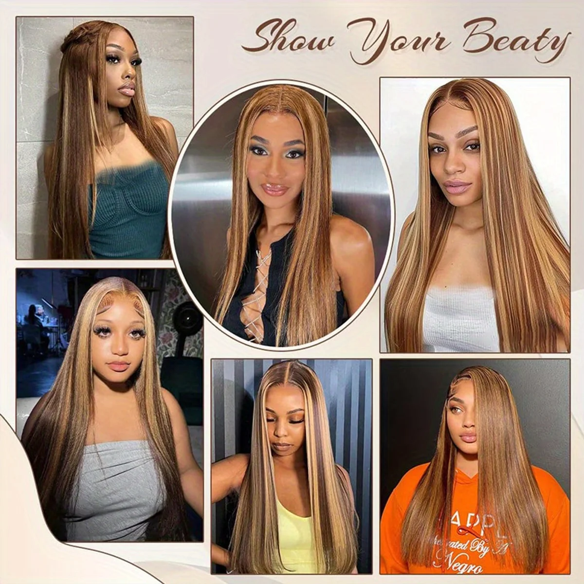 Perruques Lace Front Ombrées en Cheveux Humains pour Femmes, Mèches 4/27, Densité 200, 13x4, Bourgogne 99J Athénaïs – Image 15