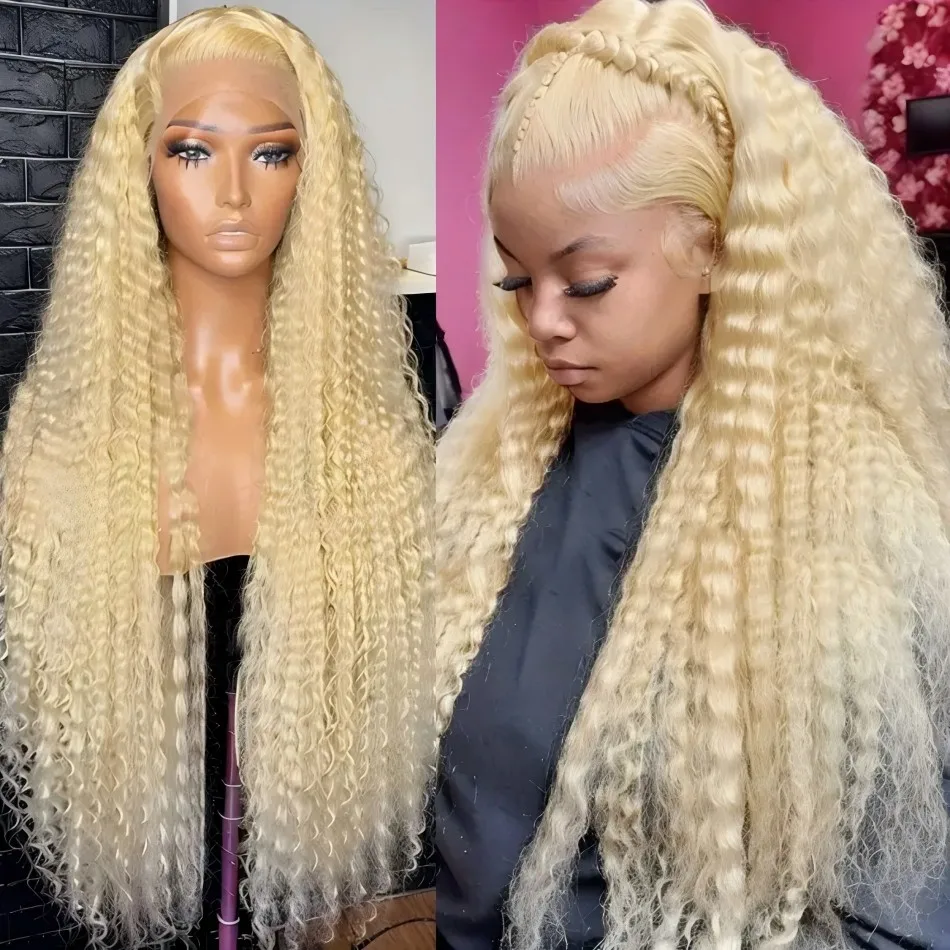 Perruque blonde cheveux humains longs et lisses Hd dentelle frontale 13X6 perruque brésilienne femmes 30 40 pouces 230 densité – Image 8
