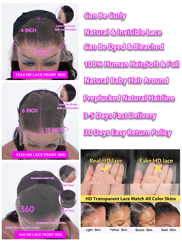 Perruque Lace Frontale Cheveux Humains Ondulés Profonds Densité 250, Dentelle HD Transparente 13x6, Pour Femmes Aïcha – Image 6