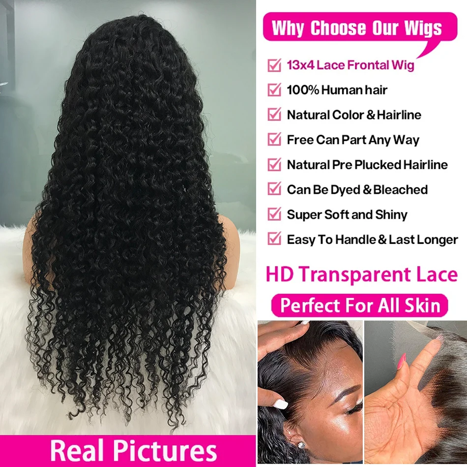 Perruque Lace Frontale Cheveux Humains Ondulés Profonds Densité 250, Dentelle HD Transparente 13x6, Pour Femmes Aïcha – Image 5