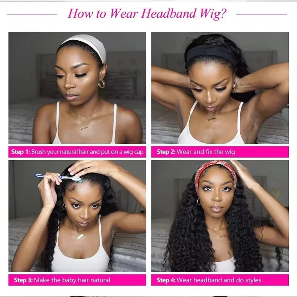 Perruques bandeau bouclées crépues en cheveux humains brésiliens, densité 200%, 20 pouces, sans colle Adélaïde – Image 4