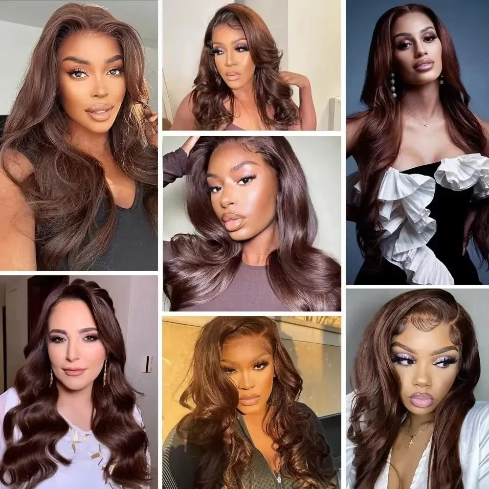 Perruque longue ondulée 13x6 chocolat brun HD dentelle cheveux humains 46 pouces 200 densité femmes Astrid – Image 5