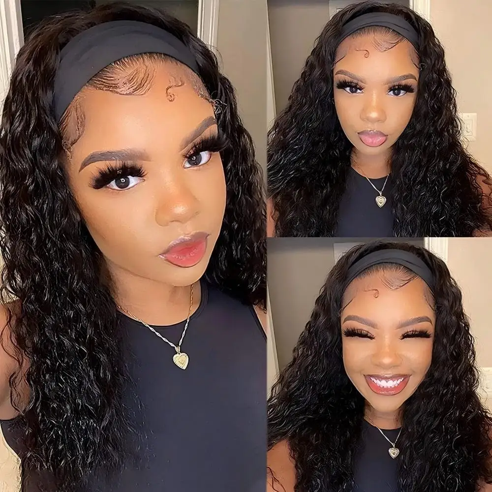 Perruques bandeau bouclées crépues en cheveux humains brésiliens, densité 200%, 20 pouces, sans colle Adélaïde – Image 3