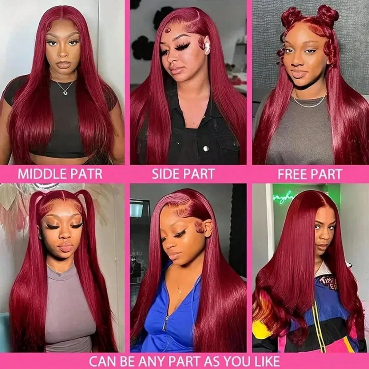 Perruques Body Wave Lace Front 99j Bourgogne en Cheveux Humains, 220% Densité 13x4, pour Femmes Aya – Image 10