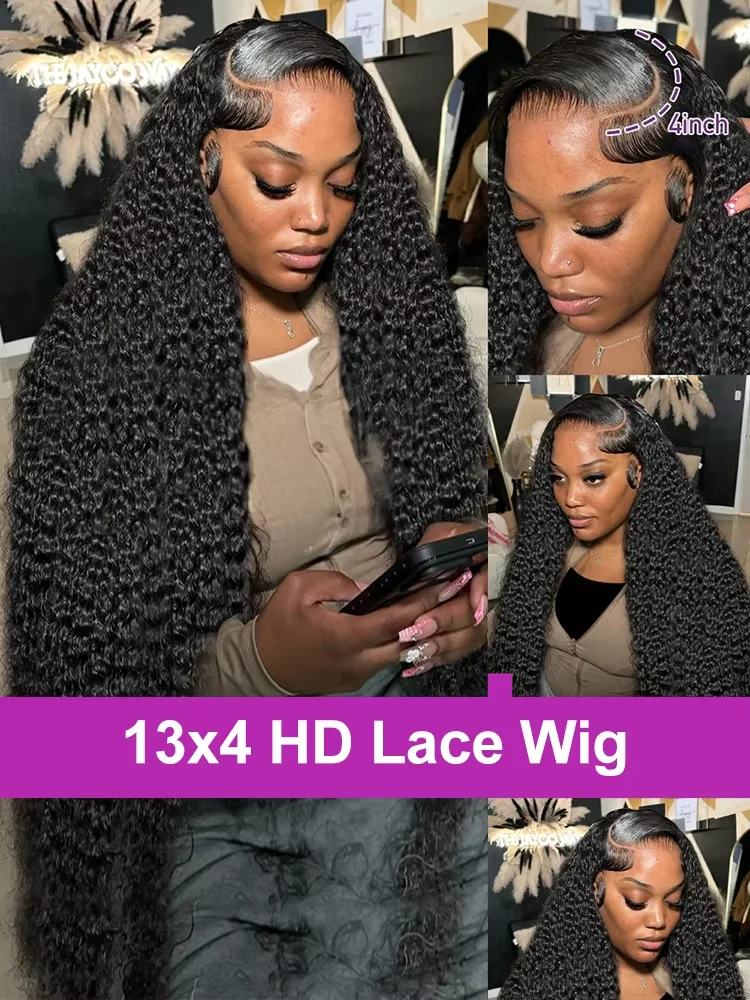 Perruques de cheveux humains longue de vague profonde 13x4 HD dentelle transparente 13x6 pour les femmes 220% densité Anaê – Image 3