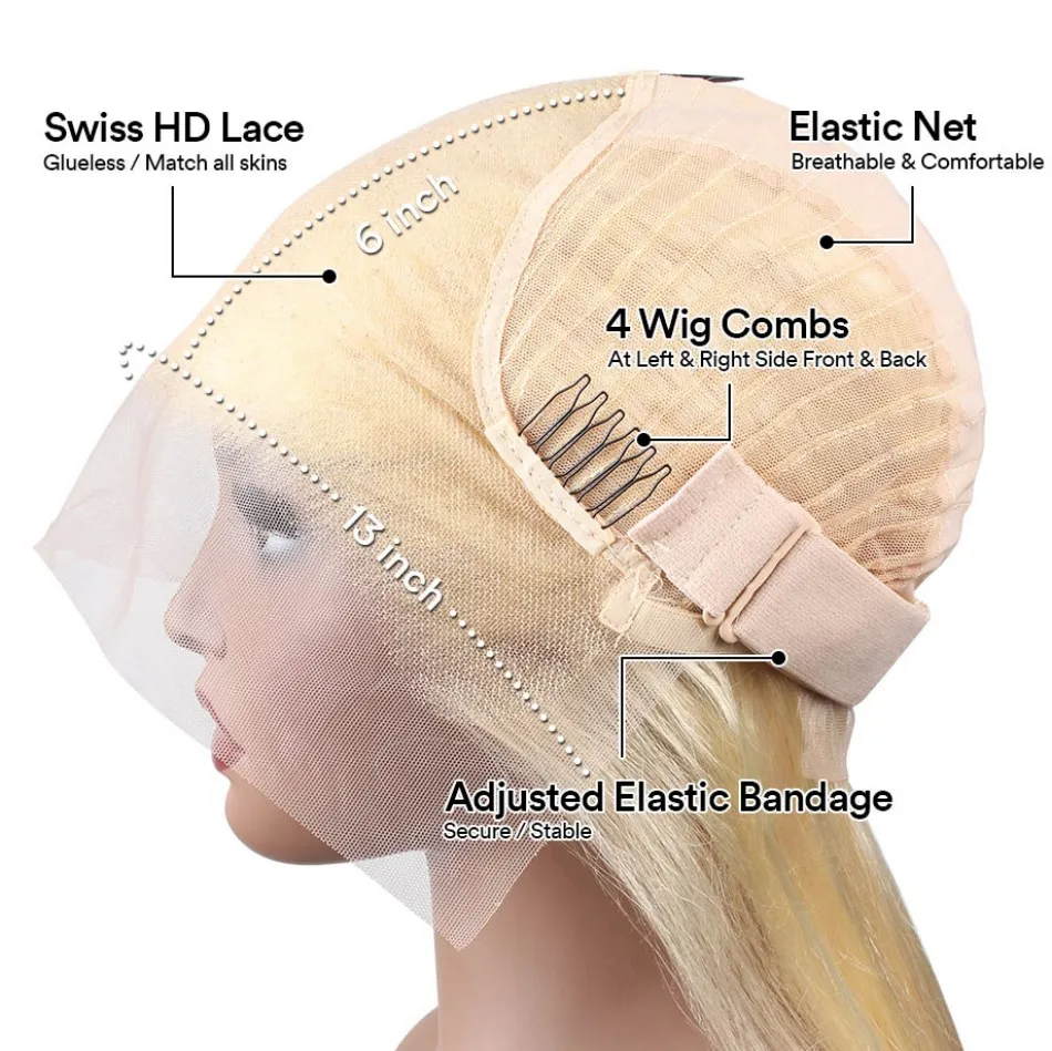 Perruque blonde cheveux humains longs et lisses Hd dentelle frontale 13X6 perruque brésilienne femmes 30 40 pouces 230 densité – Image 5