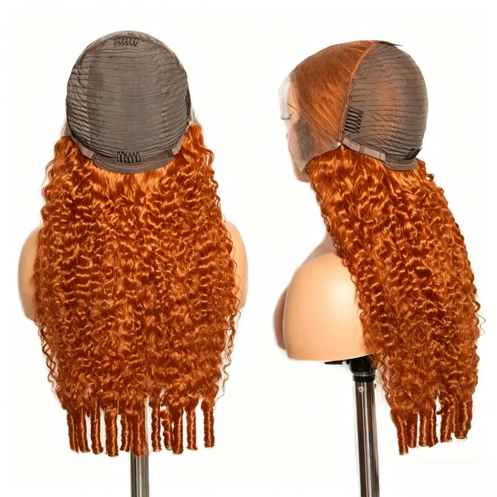 Perruque en cheveux humains bouclés birmans Nneka vietnamiens, couleur gingembre orange, en dentelle HD 13x6 colorée 350, Augustine – Image 8