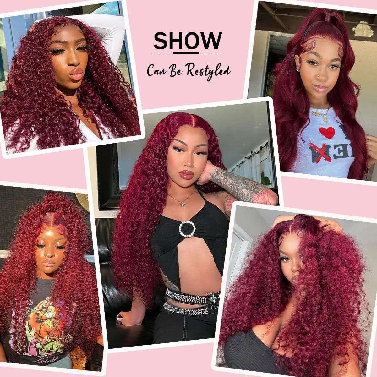Perruques Lace Front Ombrées en Cheveux Humains pour Femmes, Mèches 4/27, Densité 200, 13x4, Bourgogne 99J Athénaïs – Image 17