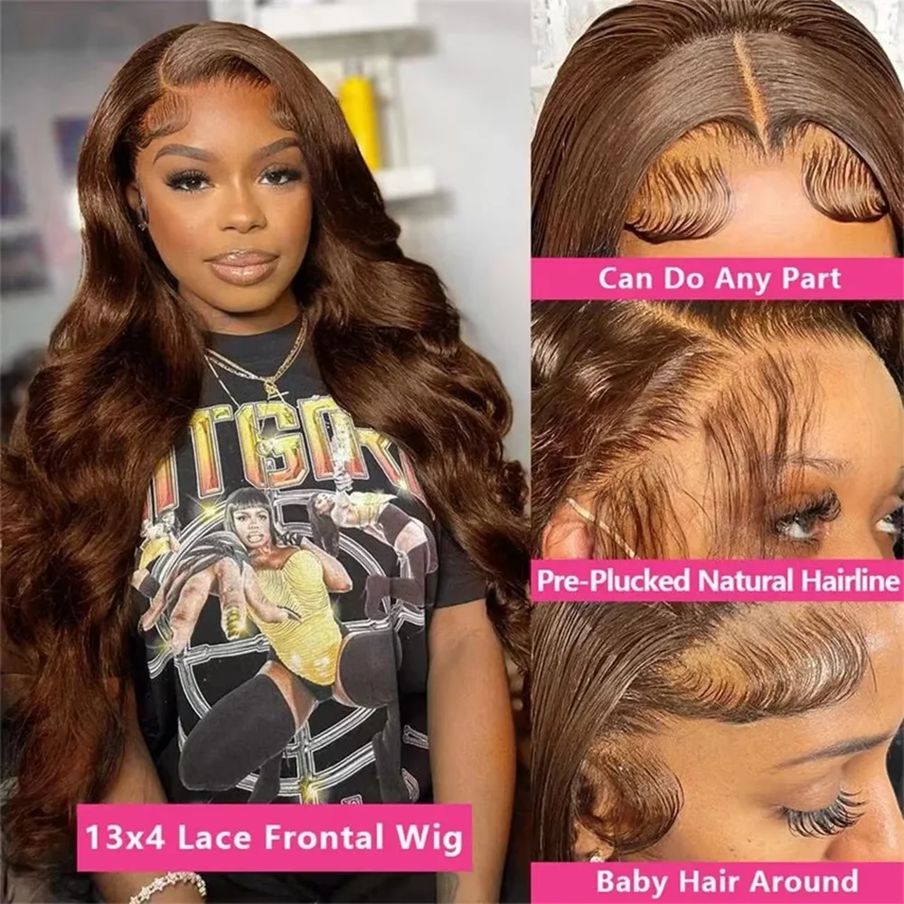 Perruque longue ondulée 13x6 chocolat brun HD dentelle cheveux humains 46 pouces 200 densité femmes Astrid – Image 9