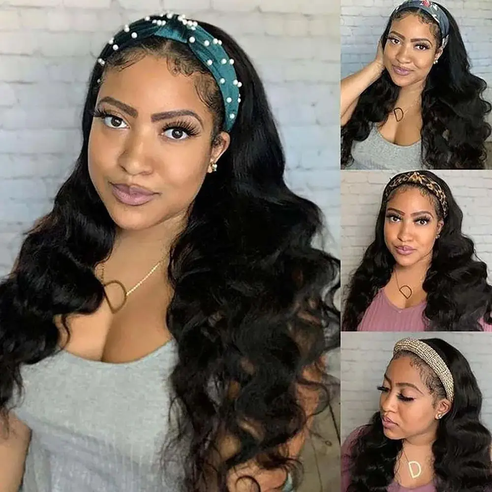 Perruque bandeau en cheveux humains ondulés, 16 pouces, sans colle, brésiliens lisses, ondulations profondes Amélie – Image 7