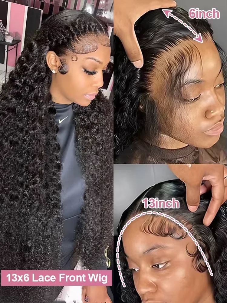 Perruques de cheveux humains longue de vague profonde 13x4 HD dentelle transparente 13x6 pour les femmes 220% densité Anaê – Image 2