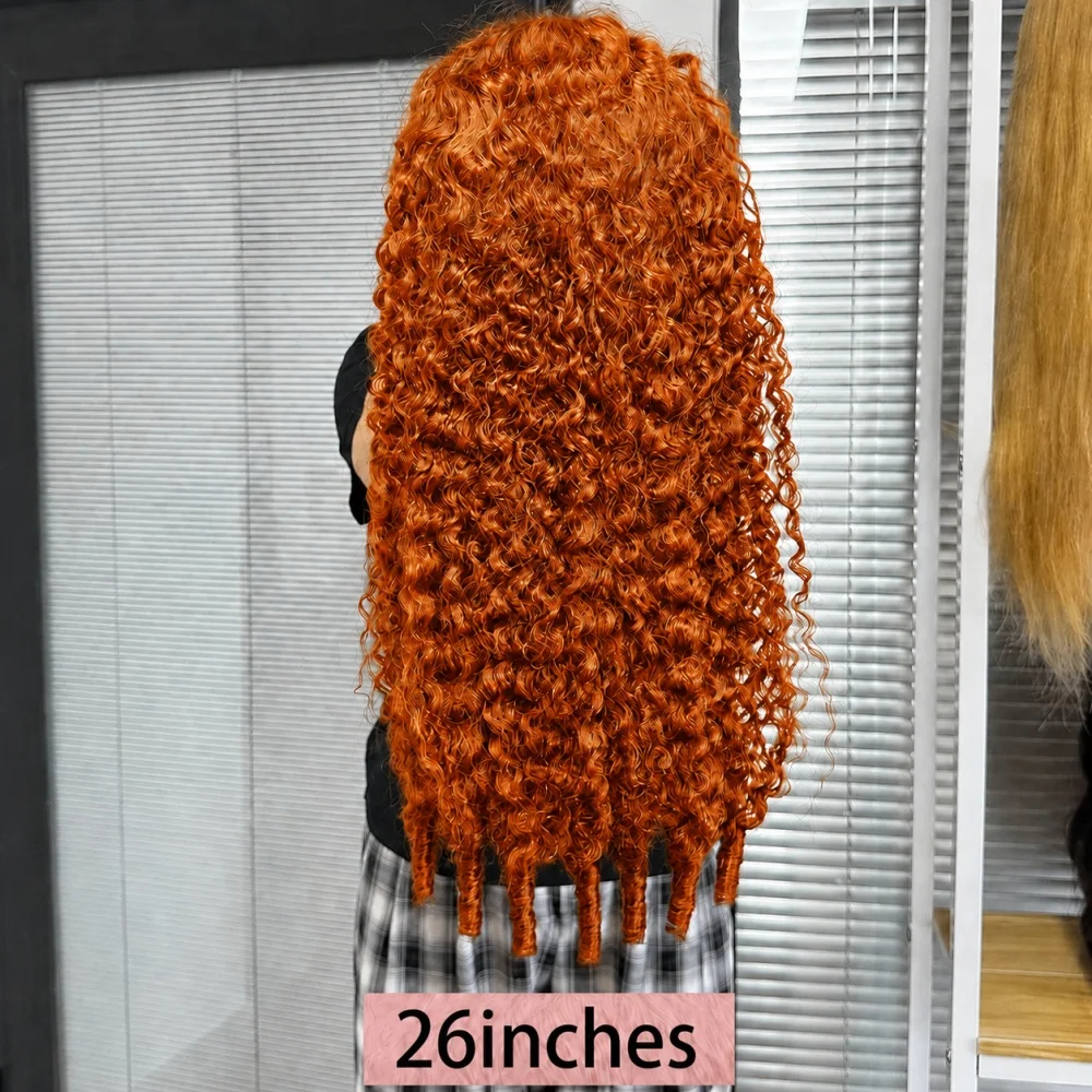 Perruque en cheveux humains bouclés birmans Nneka vietnamiens, couleur gingembre orange, en dentelle HD 13x6 colorée 350, Augustine – Image 5