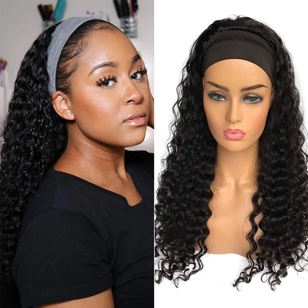 Perruque bandeau en cheveux humains ondulés, 16 pouces, sans colle, brésiliens lisses, ondulations profondes Amélie – Image 9