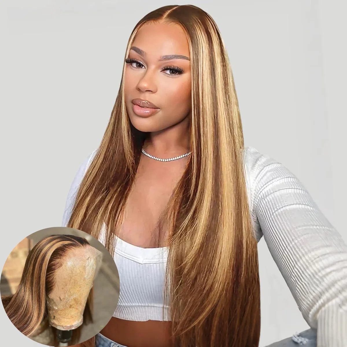 Perruques Lace Front Ombrées en Cheveux Humains pour Femmes, Mèches 4/27, Densité 200, 13x4, Bourgogne 99J Athénaïs – Image 13