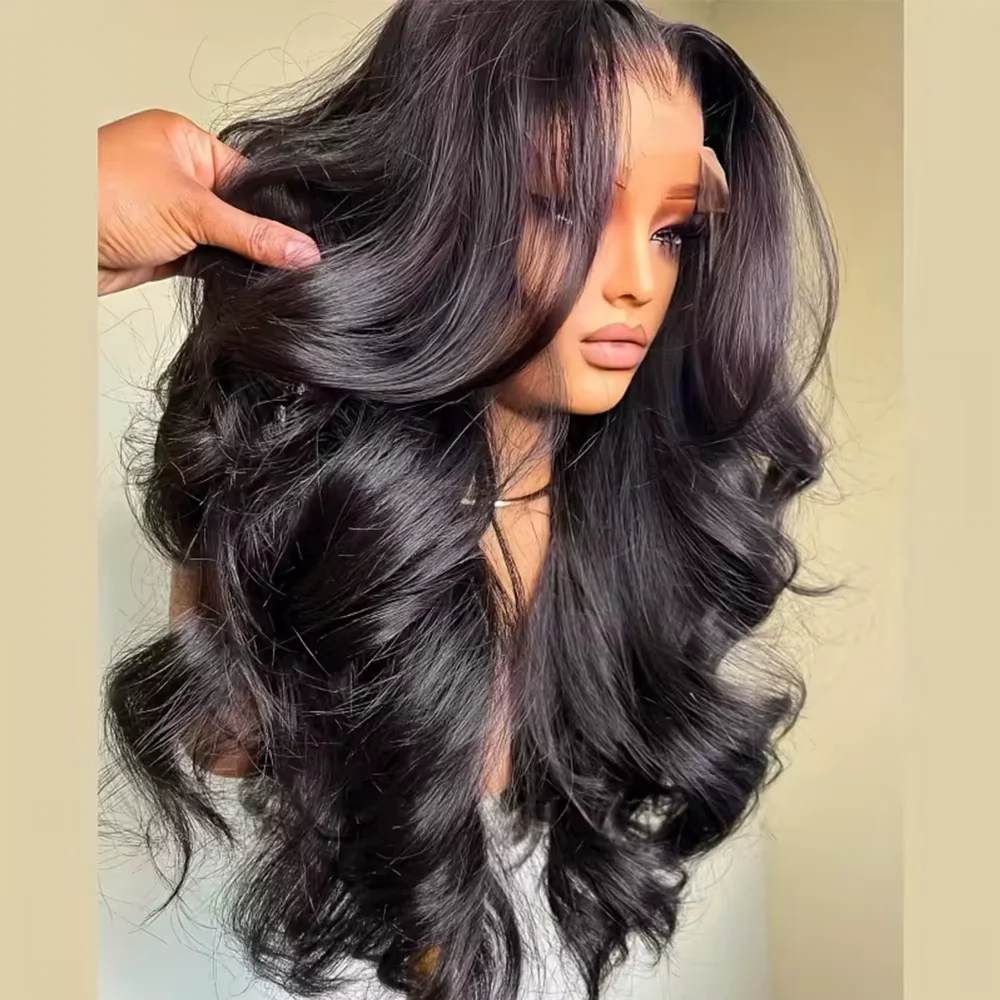 Perruque noire Lace Front naturelle péruvienne bouclée, 13x4 HD, densité 300%, pré-épilée avec Baby Hair, 13x6 – Image 2