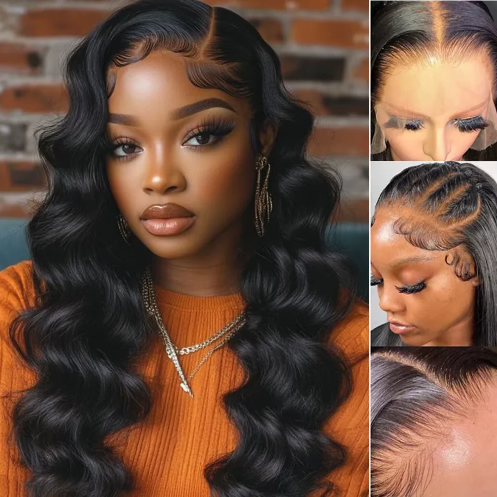 Perruque noire Lace Front naturelle péruvienne bouclée, 13x4 HD, densité 300%, pré-épilée avec Baby Hair, 13x6 – Image 6