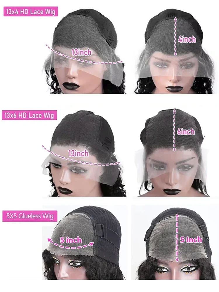 Perruque noire Lace Front naturelle péruvienne bouclée, 13x4 HD, densité 300%, pré-épilée avec Baby Hair, 13x6 – Image 5