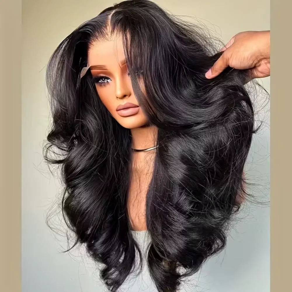 Perruque noire Lace Front naturelle péruvienne bouclée, 13x4 HD, densité 300%, pré-épilée avec Baby Hair, 13x6