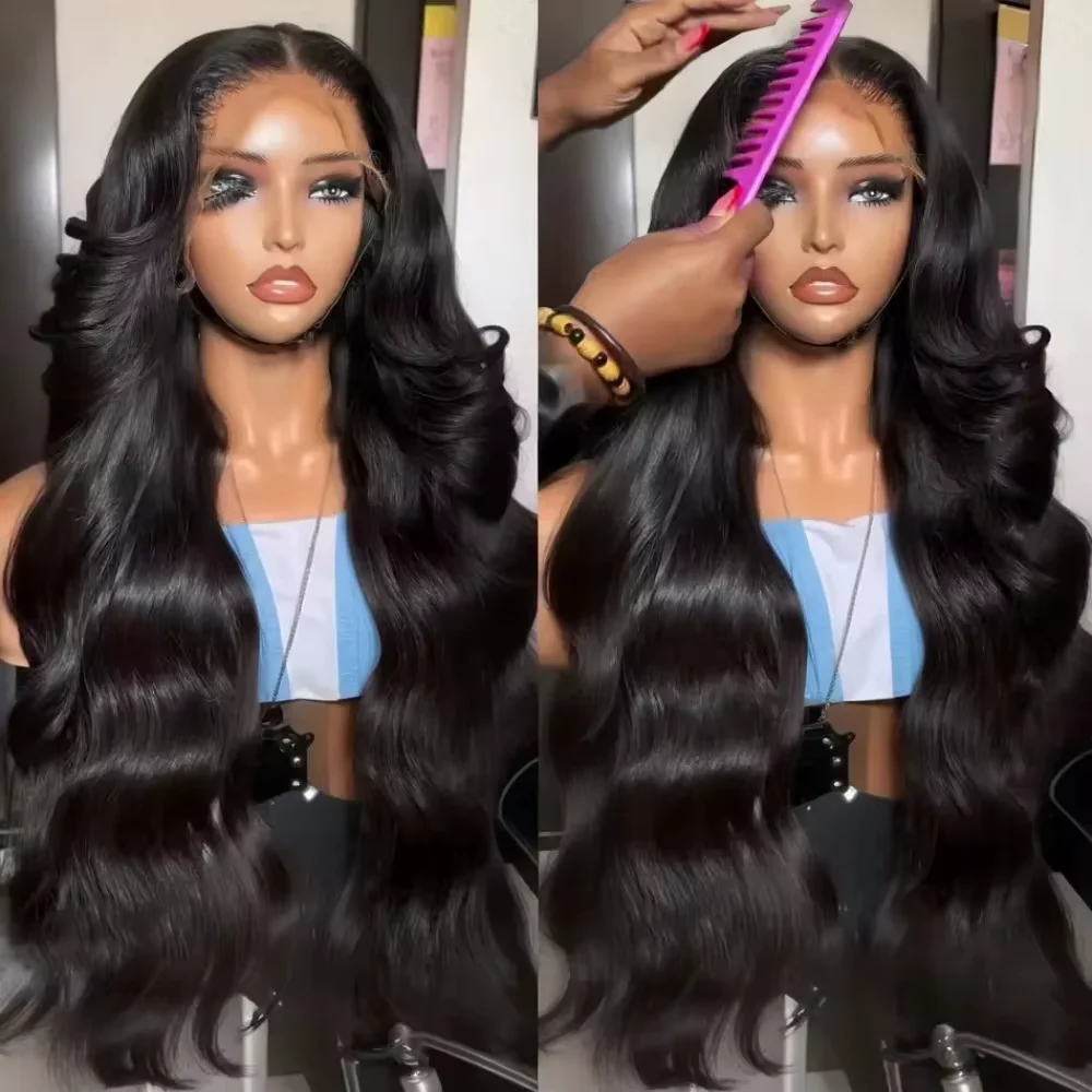 Perruque noire Lace Front naturelle péruvienne bouclée, 13x4 HD, densité 300%, pré-épilée avec Baby Hair, 13x6 – Image 3