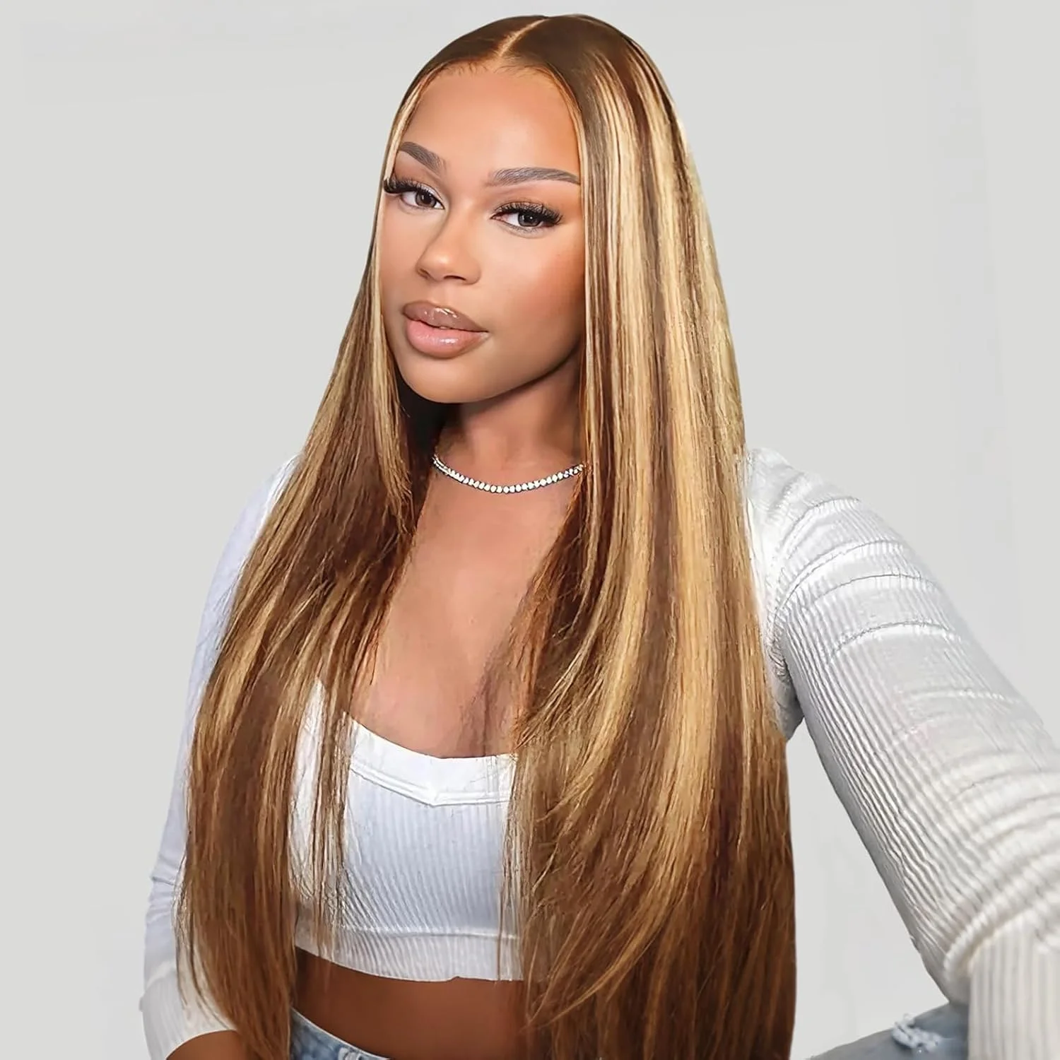 Perruque Highlight 4/27 Cheveux Humains Blond Miel, 13x6 HD Lace Front, Densité 220, Frontale 13x4 Lace Ombrée Balayage pour Femmes – Image 9