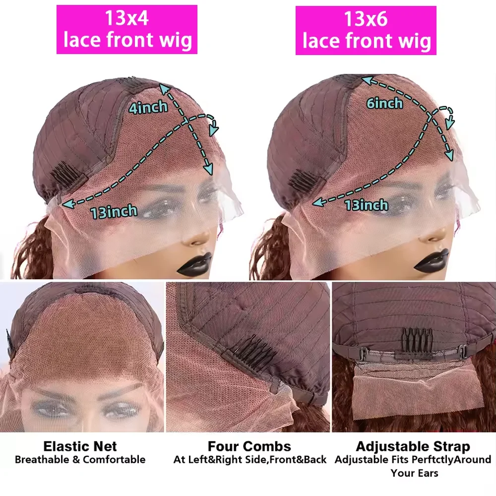Magnifique perruque cheveux humains longs lisse brun chocolat avec dentelle frontale HD 13x6, densité 200, pour femmes Alma – Image 4